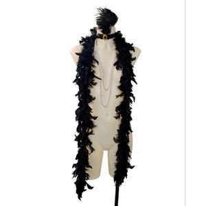 Retro Flapper Gatsby Accessories Set of 4 Boa Pearls Headband Cigarette Holder